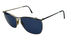 Vintage Giorgio Vincente GV229 Blue Gold Oval Sunglasses France W/ NEW LENSES