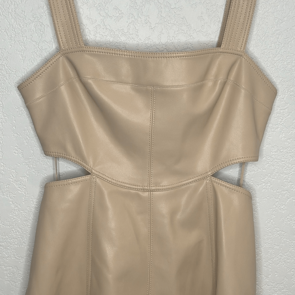 NWT Jonathan SIMKHAI Vegan Leather Mini Dress Vanilla Cutouts Size 12 | eBay
