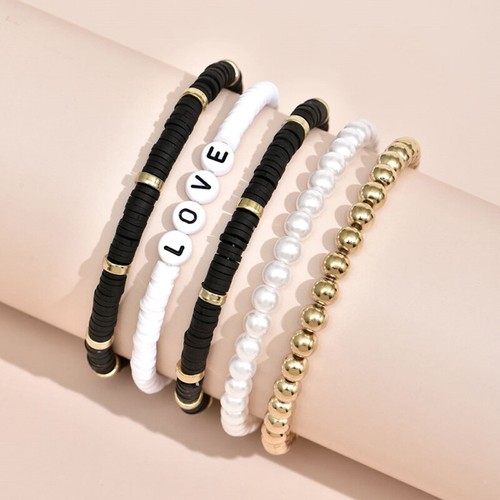 Bohemian Bracelet Women Cute Colorful Soft Beaded Bracelet Letter Beaded Stretch - Picture 17 of 17