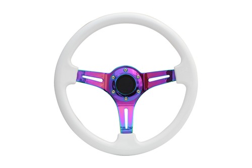 White Neo Chrome TS Steering Wheel + Boss Kit fits MARUTI GYPSY 031 - Imagen 2 de 4