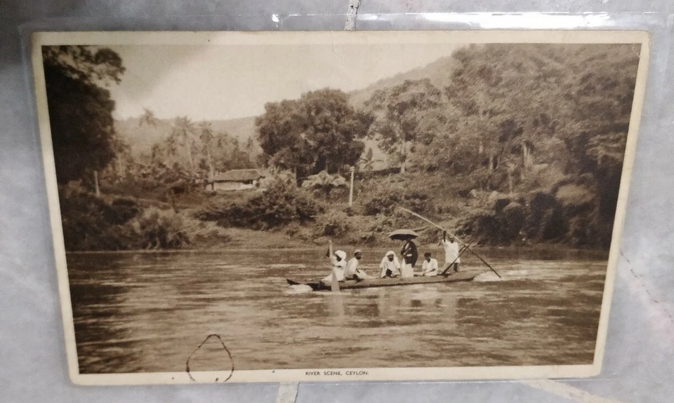After 1910s Ceylon River Boat Scene, King George V 3v 20c Stamp Postcard to USA - Image 3 of 4