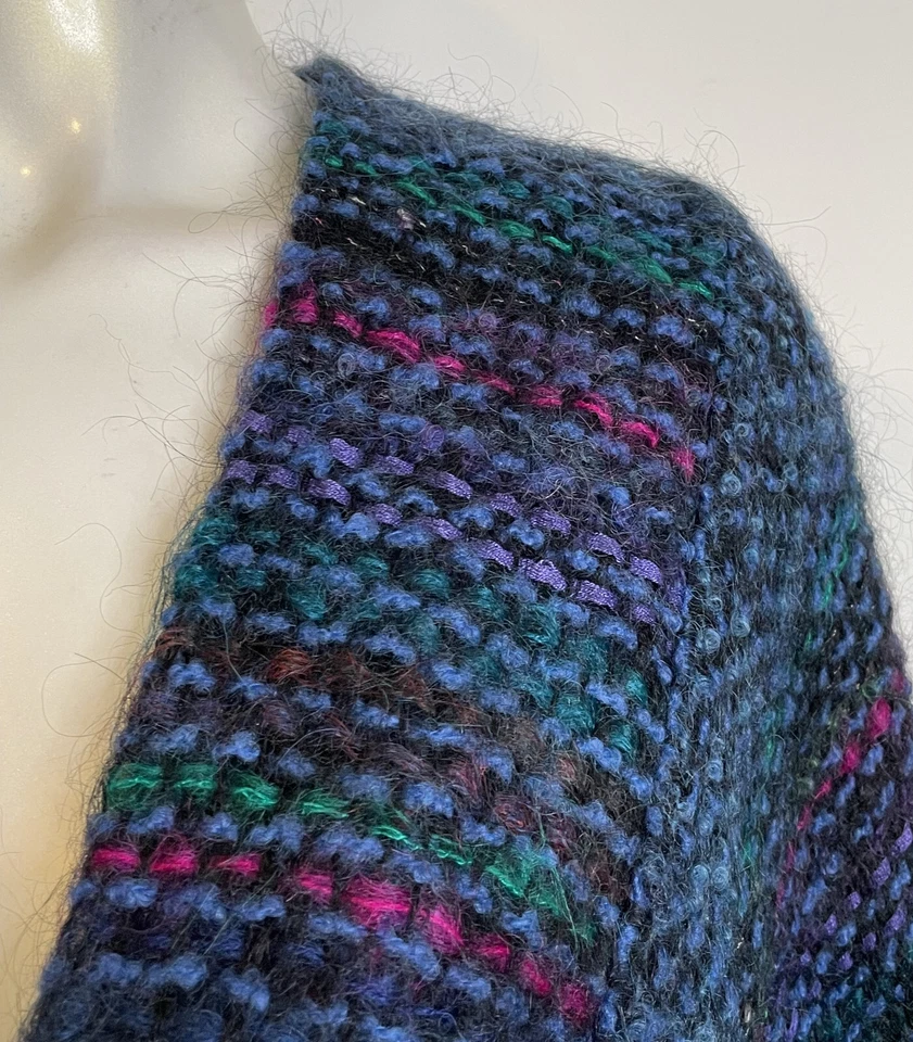 Suéter Nessa Warner Tejido a Mano Azul Verde Rosa Lana Encogerse de Encogerse de Encogerse de Encogerse de Encogerse de Enco Foto 2 de 4