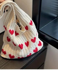 Heart printed hand made Handbag