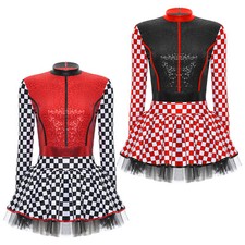 Womens Costume Dresses Speed Car Driver Theme Dress Tutu Dancewear Long Sleeve
