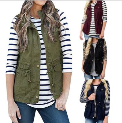 Olive Green Cargo Utility Safari Vest 