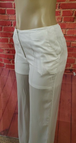 DKNY Chiffon White Women's Pants Colorful Side Panel NEW Size 4 - Picture 7 of 10