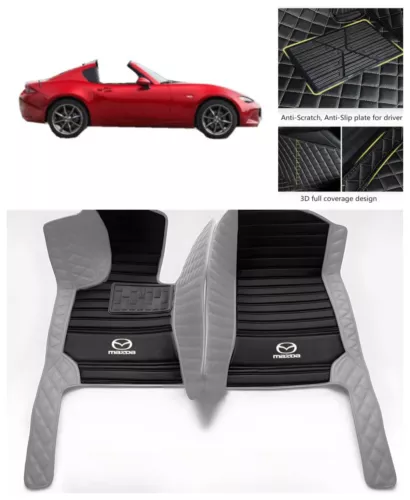 Für Mazda MX5 Miata Auto Fußmatten Leder Maßgefertigt Vordere Reihe Teppiche Kofferraumwanne - Bild 15 von 28