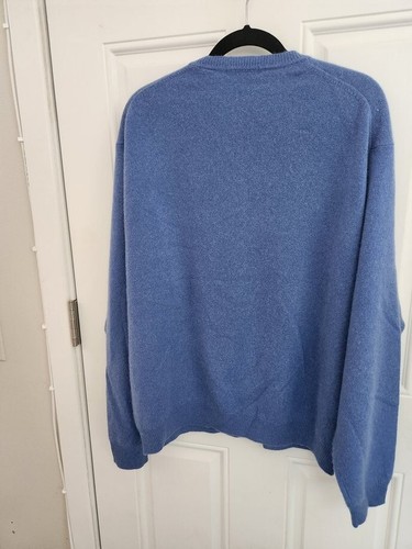 Maglione JOHN ASHFORD 100% cashmere scollo a V blu francese XXL - Foto 3 di 3