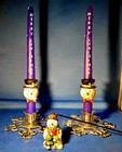 Awesome⛄️Winter Candle Set❄️Snowflake Holders, 2 Taper Candles & Snowman Snuffer