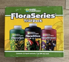 General Hydroponics Flora Grow, Bloom, Micro Combo Fertilizer Set, 1 qt