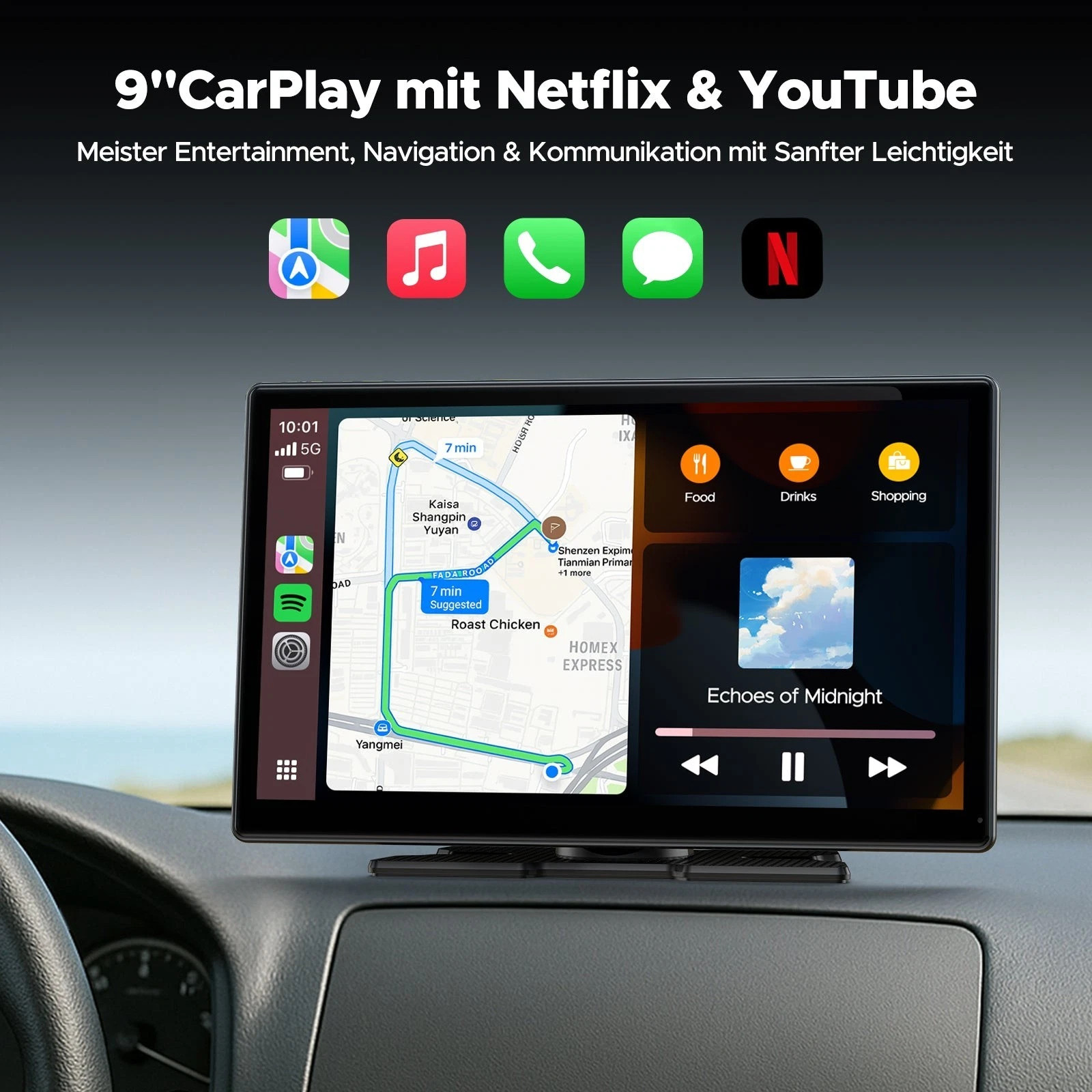 Autoradio Portatile 9" Wireless con CarPlay e Android Auto foto 2