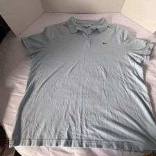 MEN'S LACOSTE SHORT SLEEVE POLO SHIRT SLIM FIT BUTTON-DOWN SIZE 3XL LIGHT BLUE