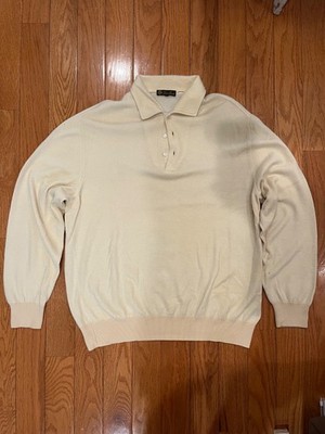 Loro Piana 70% Cashmere Yellow Sweater with Collar