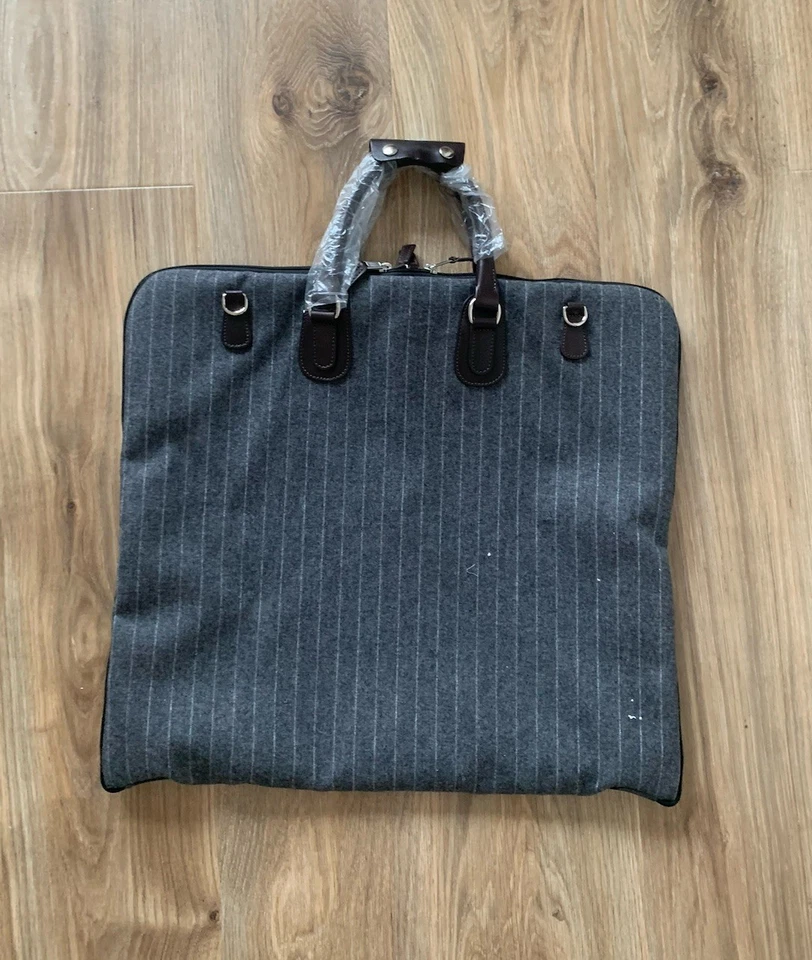 Bolsa de equipaje para ropa Peter Millar de lana gris a rayas nueva rara - 42 pulgadas de largo Foto 3 de 4