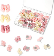 30 Pieces Decorative Bow Push Pins Bowknot Thumb Tacks for Wall Cork Board Pin