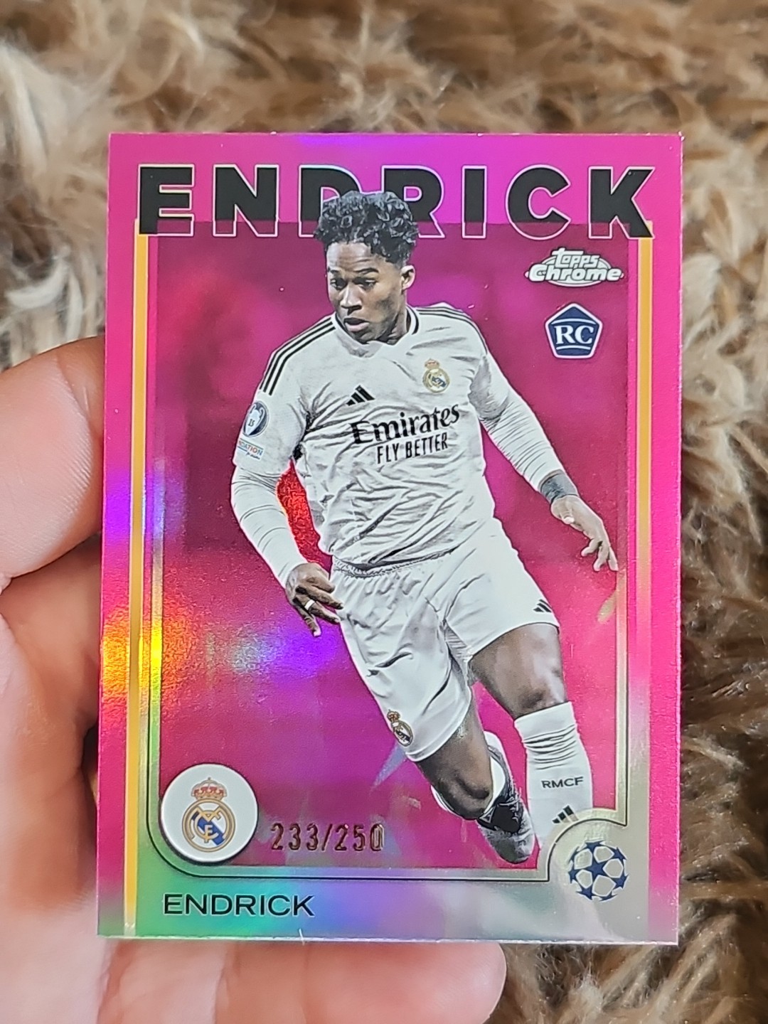 2024-25 Topps Chrome Uefa Club Competition Endrick #100 Pink Lava Refractor /250