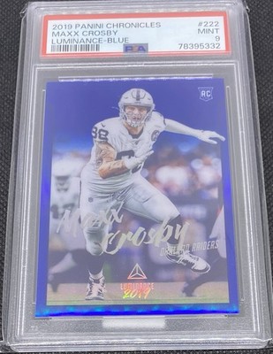2019 Panini Chronicles MAXX Crosby RC Luminance Blue #222 /75 Raiders PSA 9 Mint