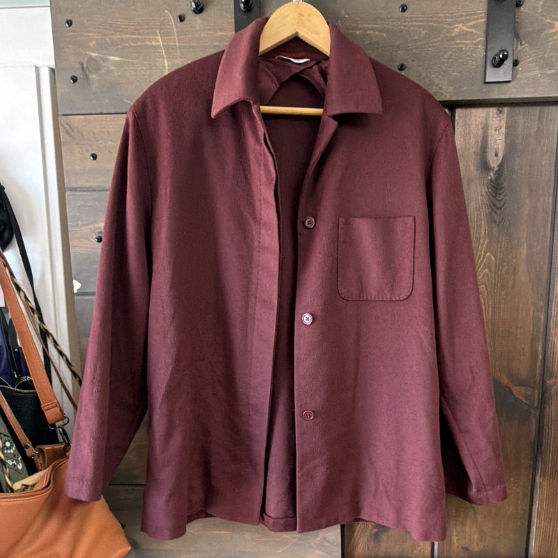Max Mara Burgundy Camel Hair Button Front Lined Jacket w/ Pockets Size 10