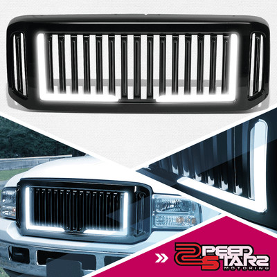DUAL LED BAR BADGELESS STYLE FRONT BUMPER GRILLE FOR 2005-2007 FORD SUPER DUTY