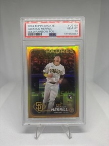 2024 Topps Update - Rookie Debut Jackson Merrill #US169 Gold Rainbow Foil PSA 10
