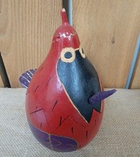 Painted Gourd Chicken Folk Art One Of A Kind