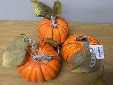 Hobby Lobby Foam Pumpkins Set of 3 Fall Harvest Tabletop Decor Orange Leaves