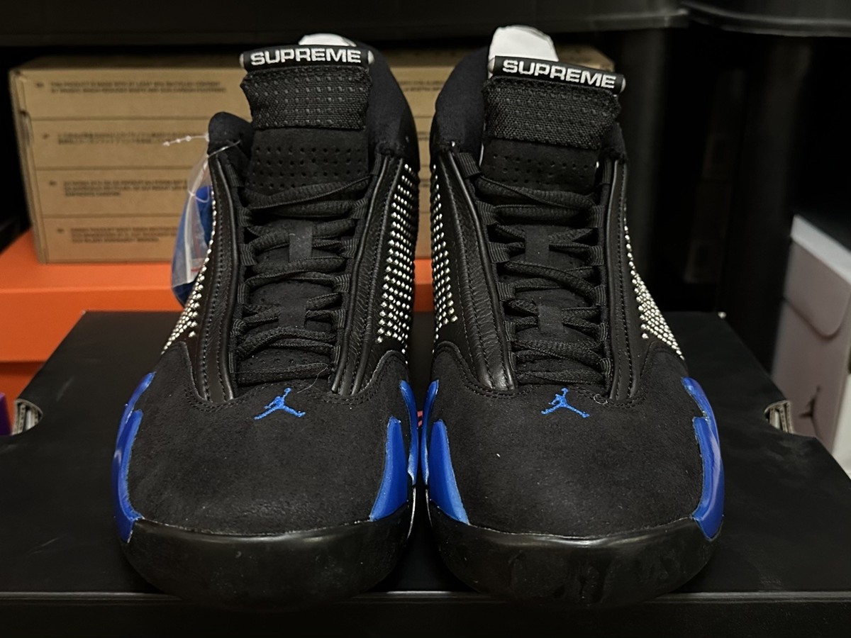 Size 8.5 - Supreme x Air Jordan 14 Retro Black Varsity Royal DS