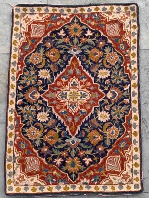 Vintage French Style Aubusson Rug Handmade Rug Chain stitch Rug 2x3 ft Free Ship
