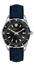 Versace Watch Hellenyium VE3A00220 Steel 42mm Black Dial Blue Leather WR 50m