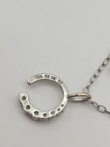 925 Sterling Silver 2 Strand Layered Necklace CZ Crescent Moon Lovers Pendants - Picture 6 of 17