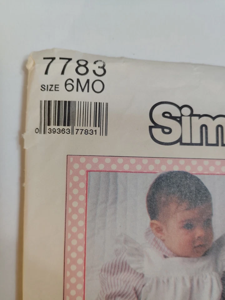 Simplicity 7783 Tops Apron Sundress Pants Panties Sewing Pattern Infants 6M Cut - Image 2 of 4