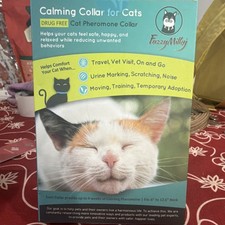 FuzzyMilky Calming Collar for Cats Drug Free Pheromone Adjustable 7"-12.6" Neck
