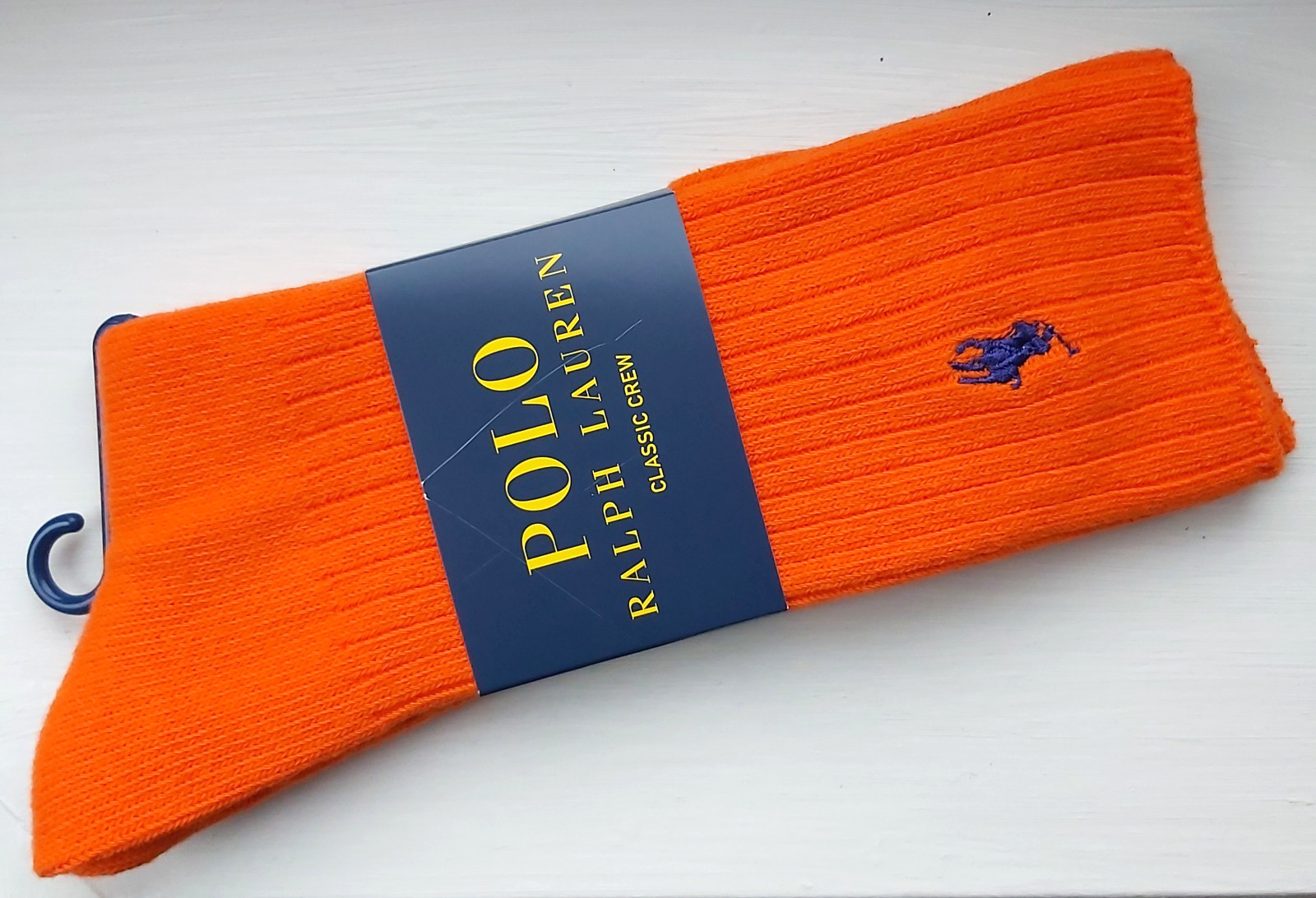 GENUINE POLO RALPH LAUREN Bright Orange Classic Cotton CREW SOCKS 8205BSR RL30