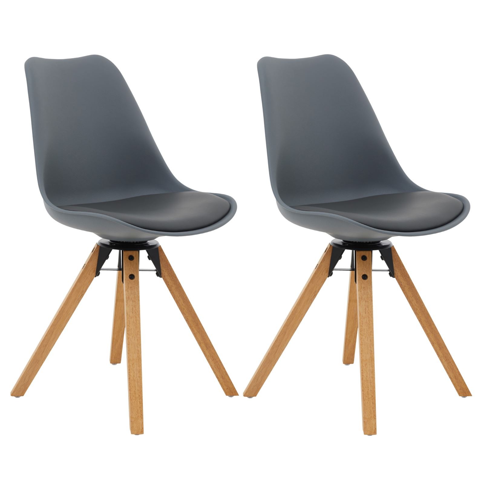 Chaise pivotante scandinave lot de 2 avec pieds en bois de hêtre naturel