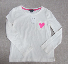 NWT Gap Kids Girls White Long Sleeve Tee XS 4 5 Pink Sequin Heart Pocket