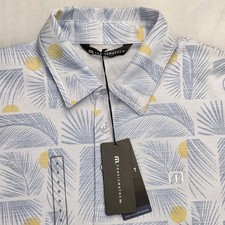 Travis Mathew Mens Sun Guilt Performance Golf Polo Shirt Size S Floral Palm Tree