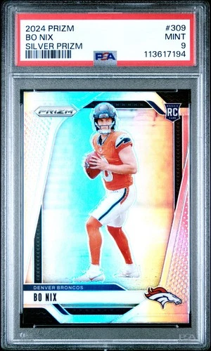 2024 Panini Prizm Bo Nix RC Rookie #309 Silver Prizm PSA 9 🔥