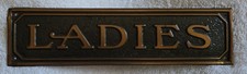 Vintage Embossed Brass LADIES Restroom Bathroom Sign