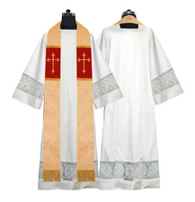 Handcrafted Gold Clergy Stole with Western Cross Design | Liturgical Vestment