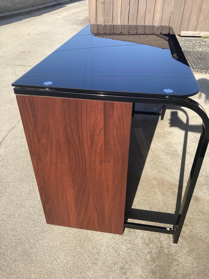 Glass Top Computer Desk - Z-line Designs Black and Brown - Local Pickup - Image 3 of 4