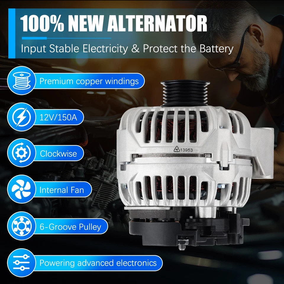 Genuine Alternator 150A Fit 2002-2009 Mercedes-Benz E320 E430 E500 G500 G55 SLR Foto 2 de 4