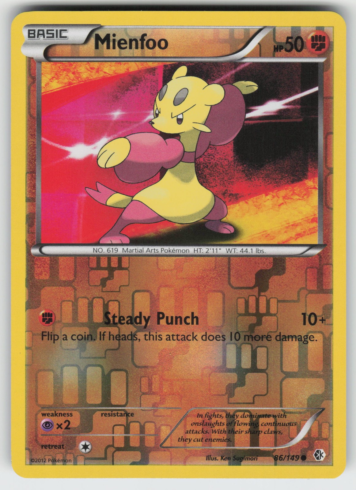 Mienfoo (86) Reverse Holo Common Boundaries Crossed 86/149 Pokemon