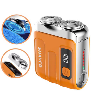 Mini Electric Smart Shaver   Dual Blade, Digital Display, Rechargeable Beard