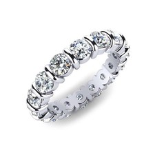 Moissanite Bezel-Set Round 4.00mm Eternity Band Ring With Rhodium Plated