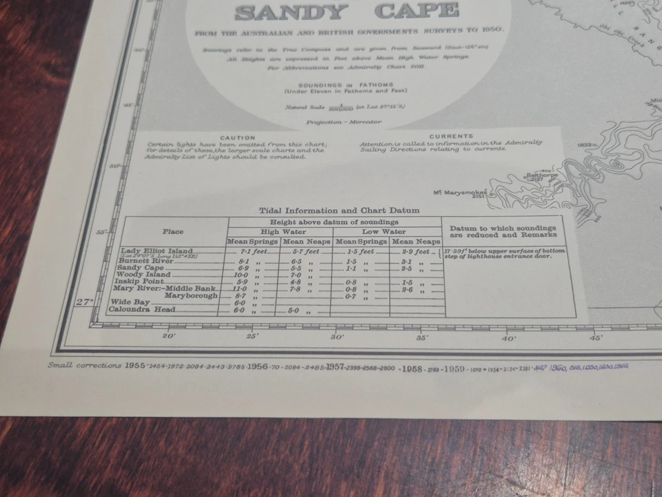 Carta del Almirantazgo 1068 Cabo Moreton a Sandy Cabo Queensland Australia 1954-1960 Foto 3 de 4