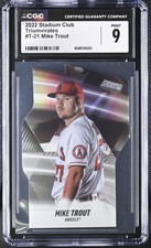 Topps 2022 Stadium Club Baseball #T-21 Mike Trout Triumvirates CGC 9 Die Cut