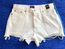NWT Abercrombie  Fitch Distressed White Annie High Rise Shorts Size 28/6