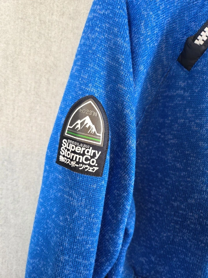 Superdry Mountain Storm Sidewinder Hombre L Sudadera con Capucha Fleece Team Fuji Mountain Blue Foto 3 de 4