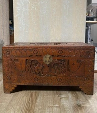 Carved Camphor Wood Chest