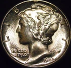 1944-D Mercury Dime Gem BU Uncirculated Full Bands